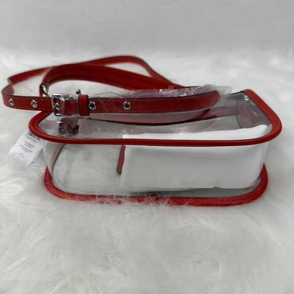 Coach Stadium Swinger Crossbody Bag In Clear PVC with Dust Bag CBH13 Red NWT - Picture 8 of 11